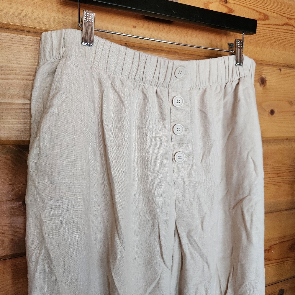 Loft‎ High Rise Straight Linen Blend Pants Crop Capri Stretch Petite Sz XL X 24" - Picture 2 of 10
